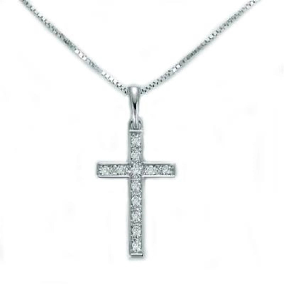 Miluna Girocollo 18 Karat Weissgold mit Diamant-Kreuzanhaenger