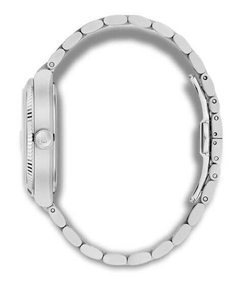 BULOVA SUPER SEVILLE MOD. 96B444 side view showing the elegant stainless steel band and case design.