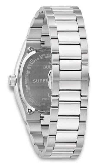 BULOVA SUPER SEVILLE MOD. 96B444 side view of stainless steel watch with sapphire crystal