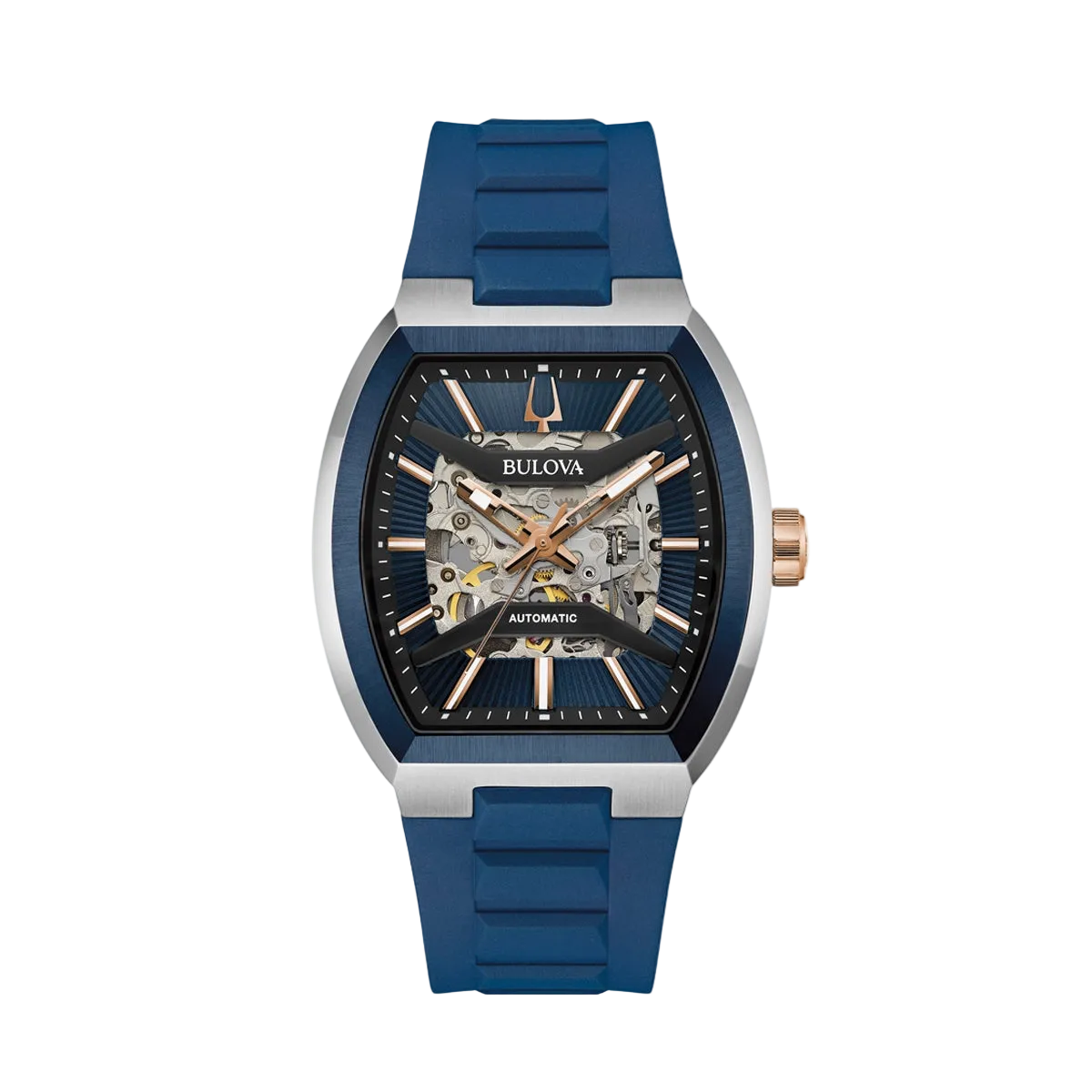BULOVA Herrenuhr Automatikwerk blaues Zifferblatt Mod. 98A318