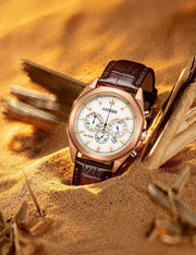 Citizen Eco-Drive Chronograph Herrenuhr Elfenbein Leder 41 mm