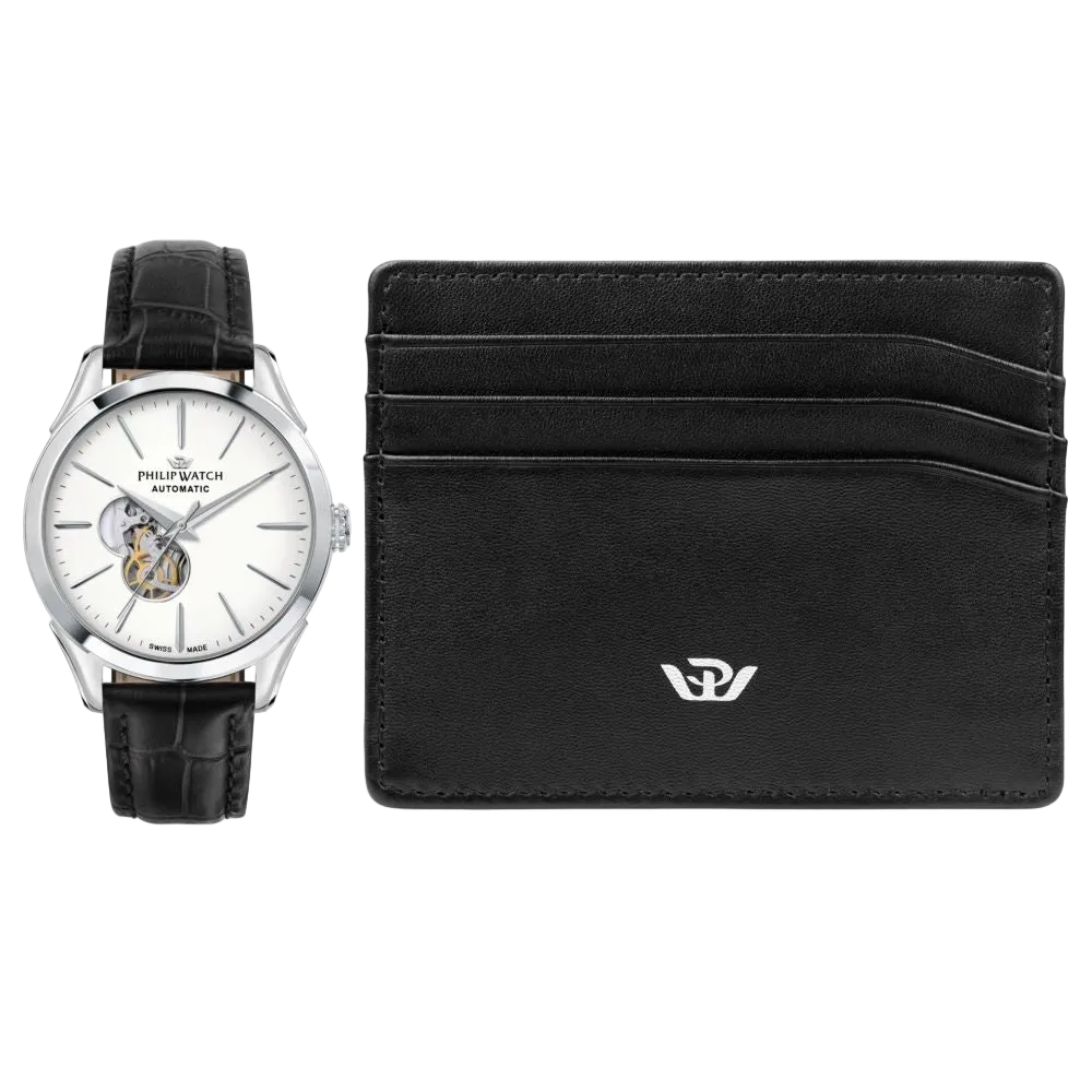 PHILIP WATCH Mod. CLASSIC AUTOMATIC - Swiss Made  - Special pack (watch + cardholder) R8221217006