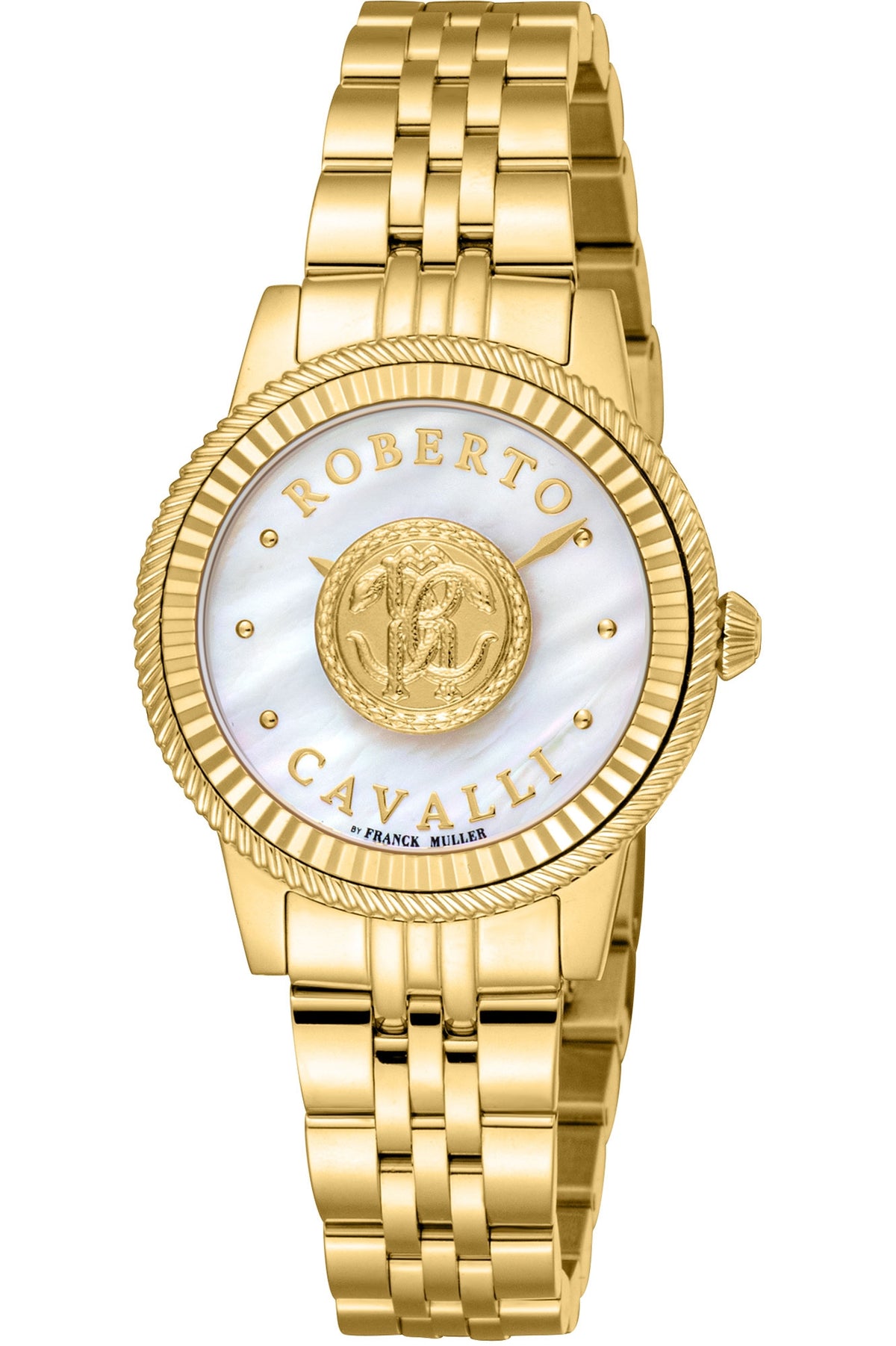 Roberto Cavalli by Franck Muller Quarzuhr Perlmutt Gold