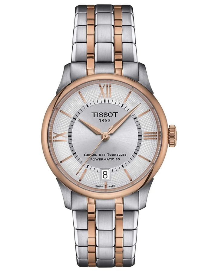 TISSOT CHEMIN DES TOURELLES T1392072203800 DAMENUHR AUTOMATIK SILBER ROSEGOLD 34MM