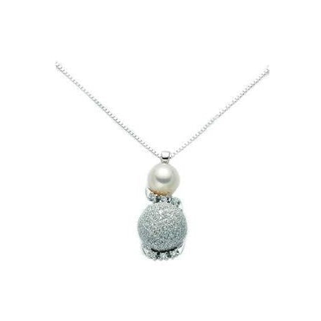 Miluna Halskette 18 Karat Weissgold mit Perle und Diamanten