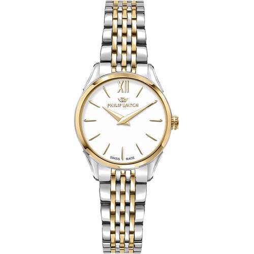 Philip Watch Roma Weiss Edelstahl mit Gold-PVD-Mitteleinlage
