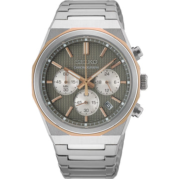 SEIKO HGK002P1 CHRONOGRAPH HERRENUHR EDELSTAHL GRAU ROSEGOLD 40MM